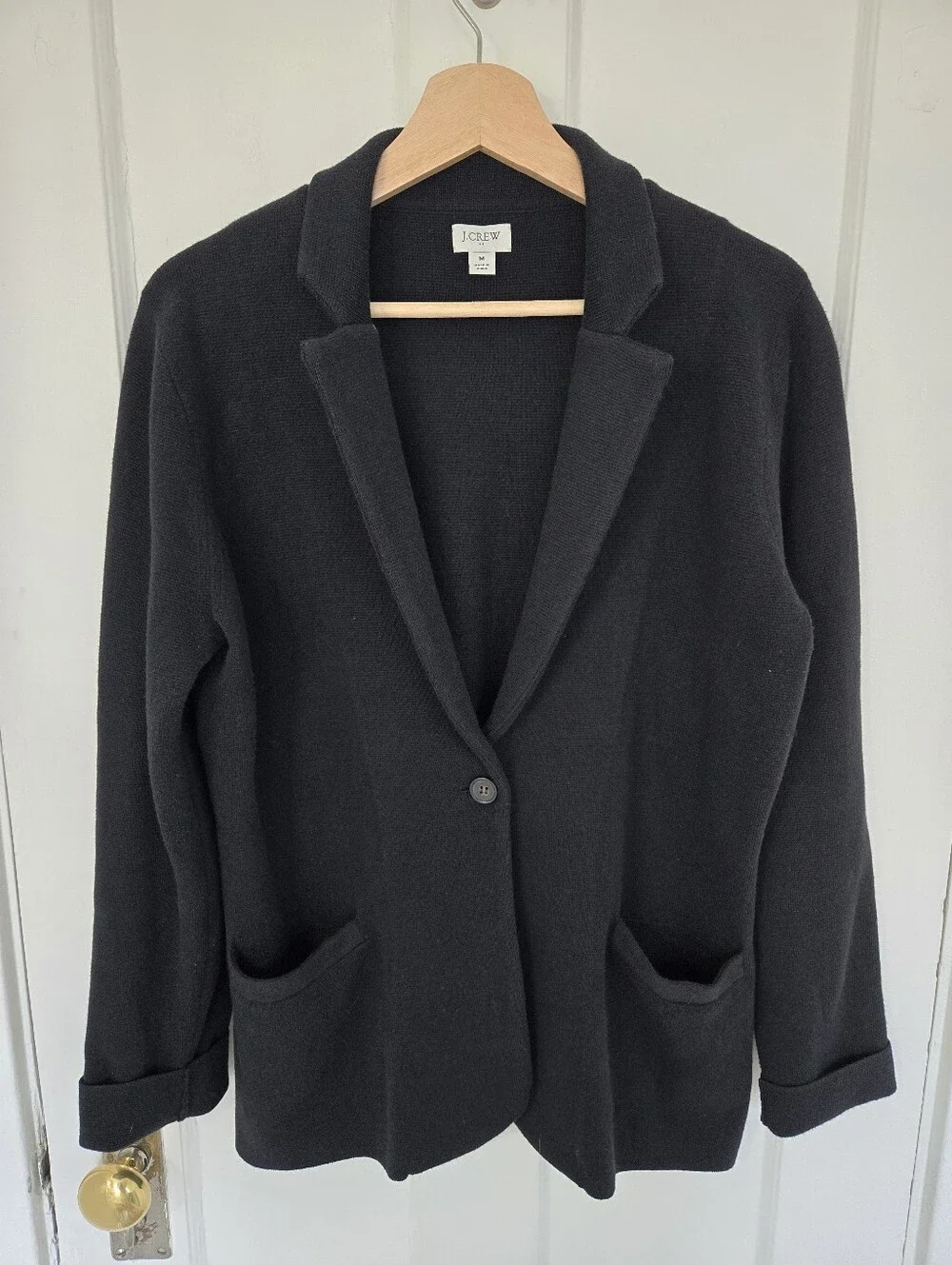 J. Crew Women's Schoolboy Sweater Blazer Size M Cardigan Dark Academia Black